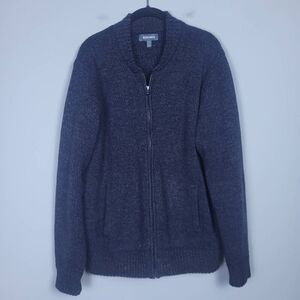 Bonobos Mens Full Zip Knit Sweater Navy Blue Size Large Slim Fit Layers Capsule